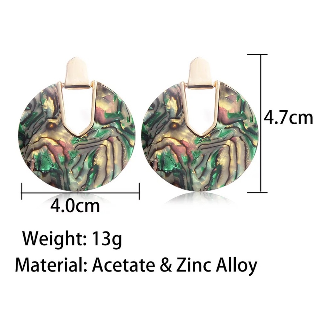 💋 Circle Abalone Statement Earrings - Picture 3 of 3